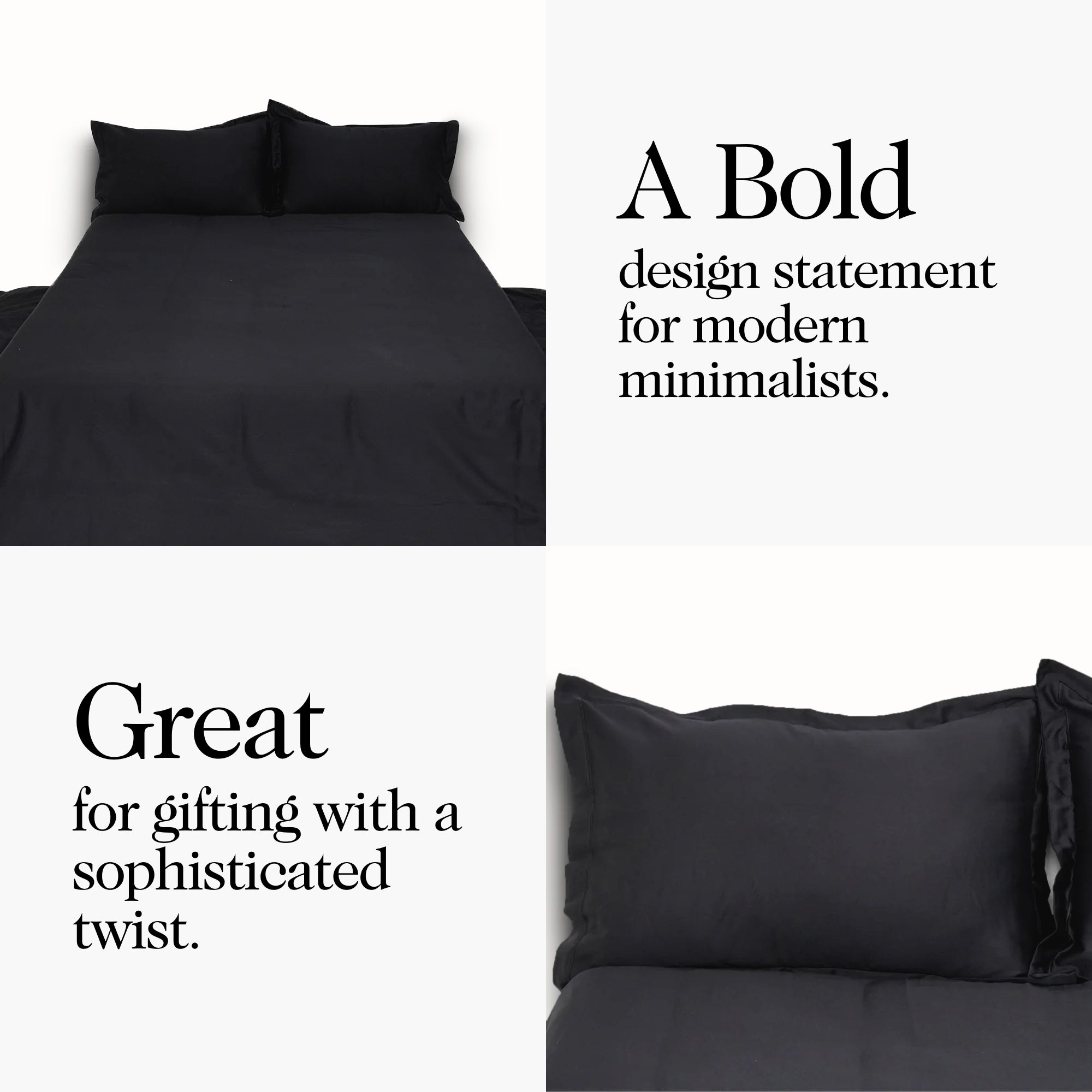 Black Solid Duvet Cover Set