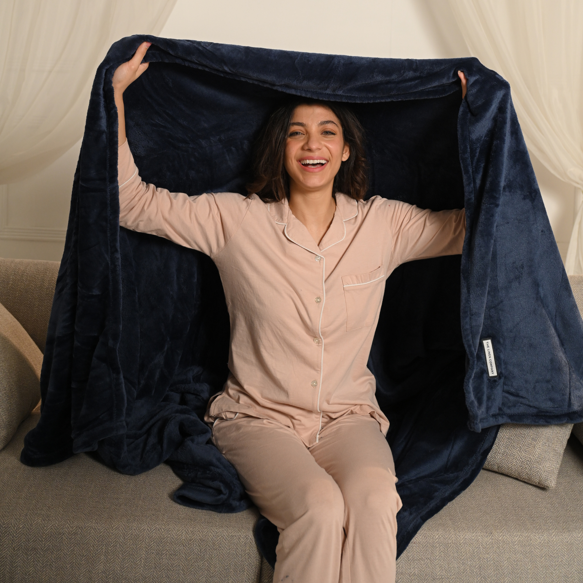 Navy Microfiber Plush Blanket