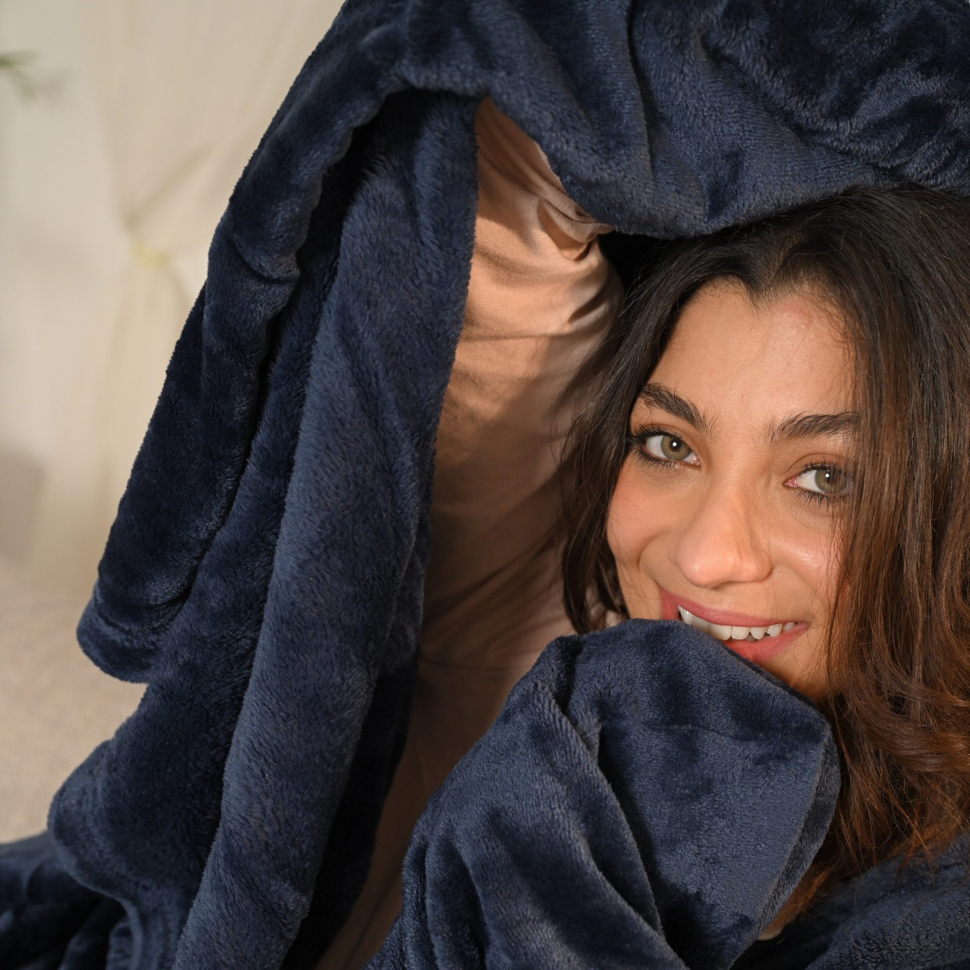Navy Microfiber Plush Blanket