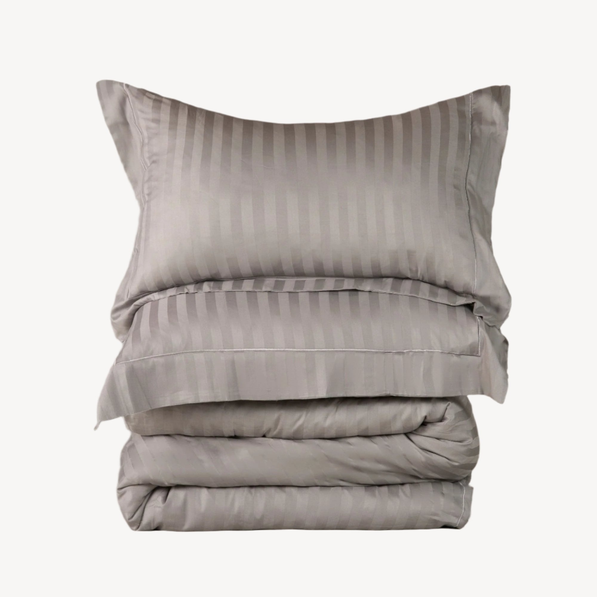 Silver Grey Stripe Duvet Cover Set