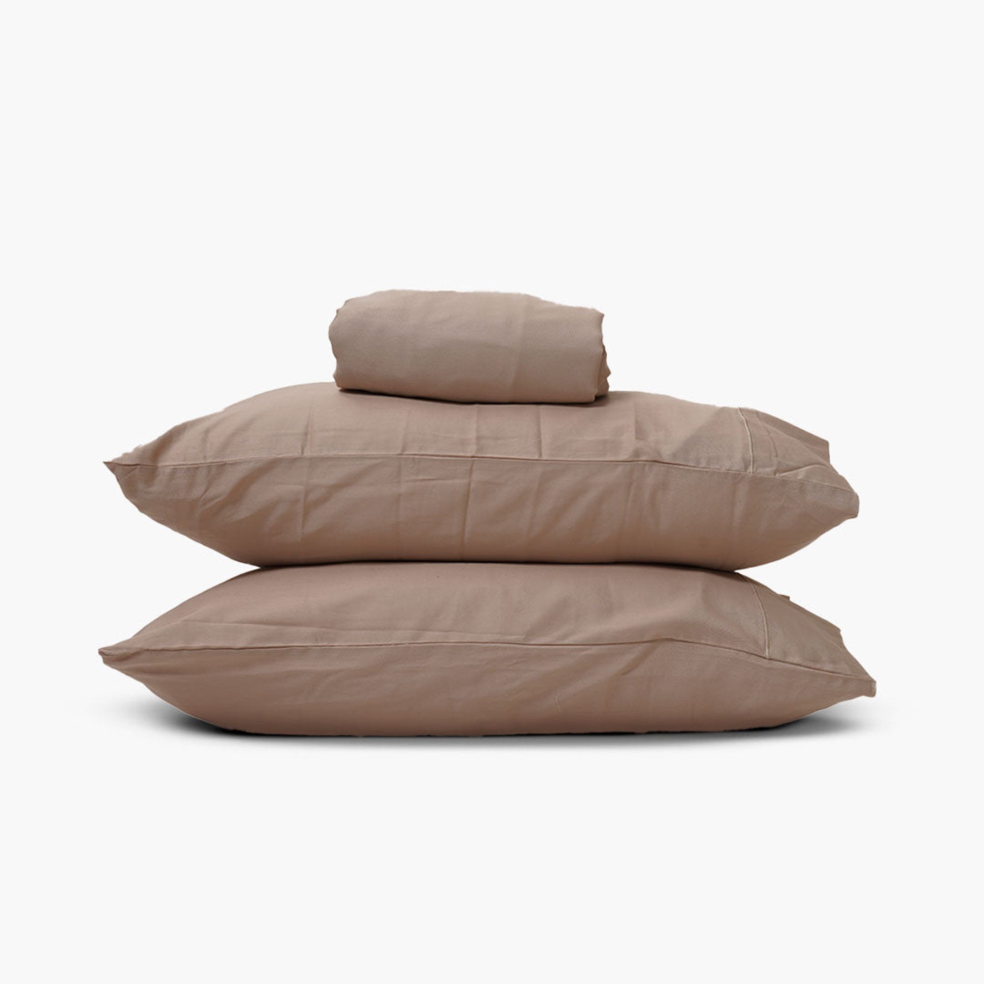 Taupe cotton sateen bedsheet set