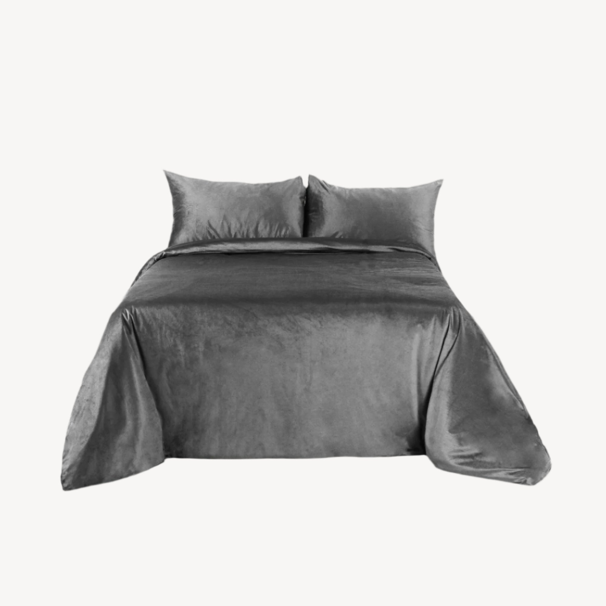 Mystic Grey Velvet Duvet Cover Set - THE LINEN COMPANY