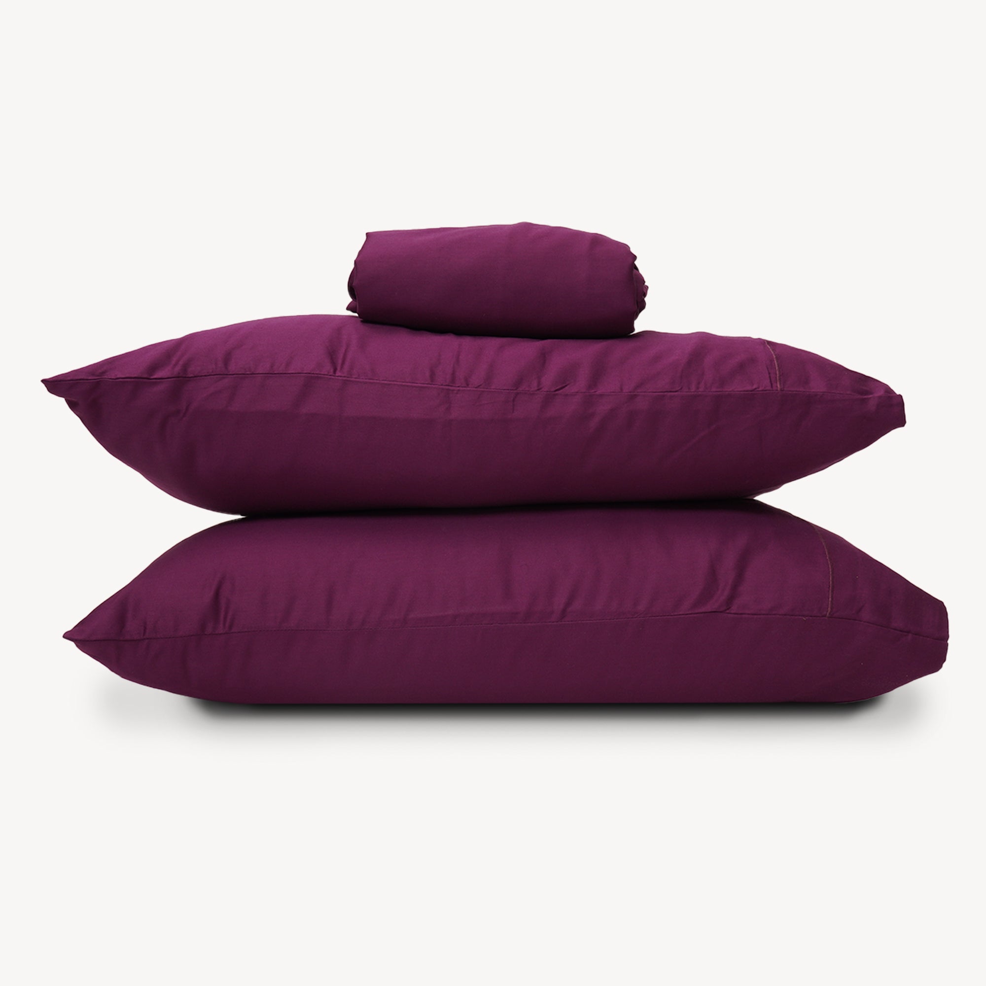 Plum Solid Bed Sheet Set