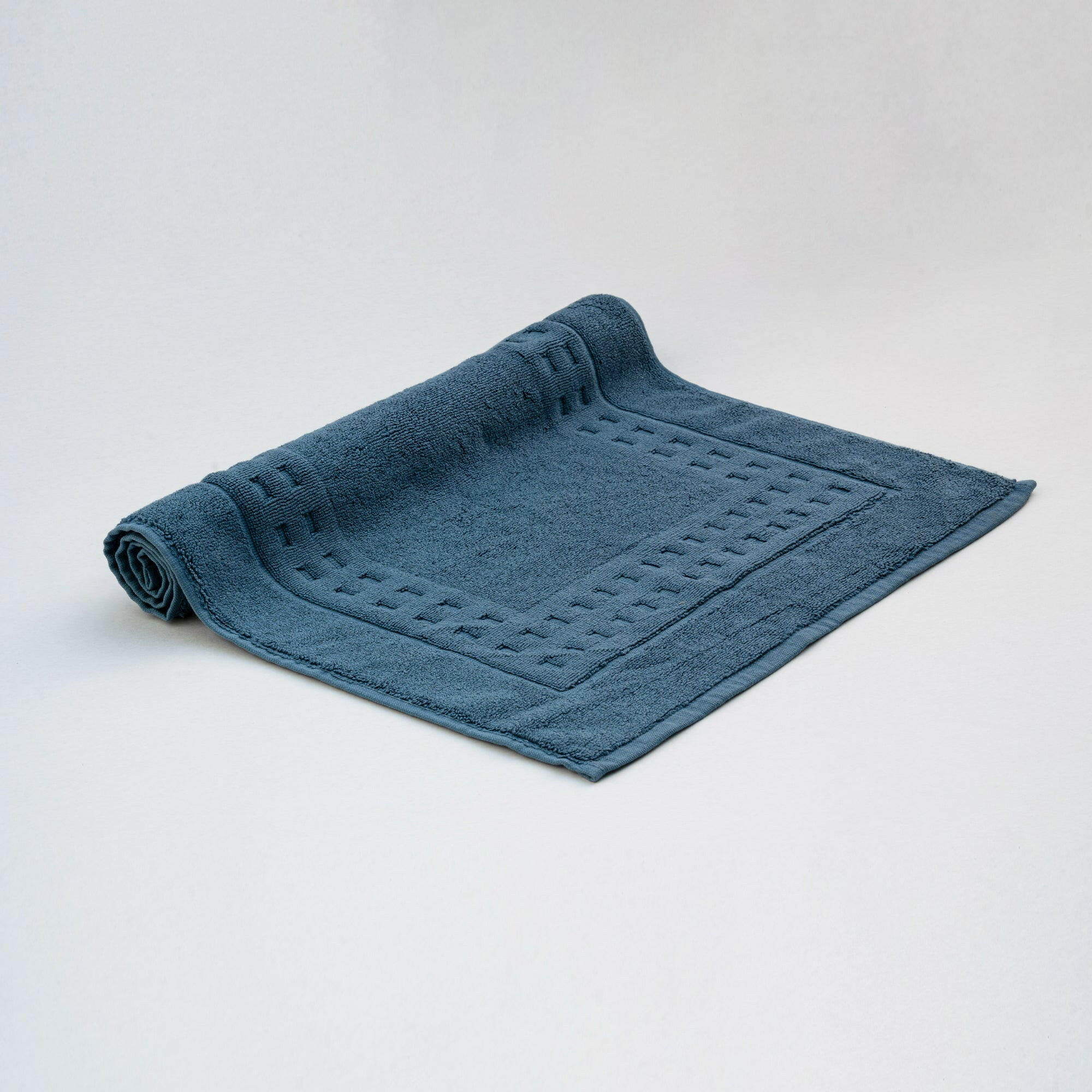 The Linen Company Bath Standard Blue Block Bath Mat