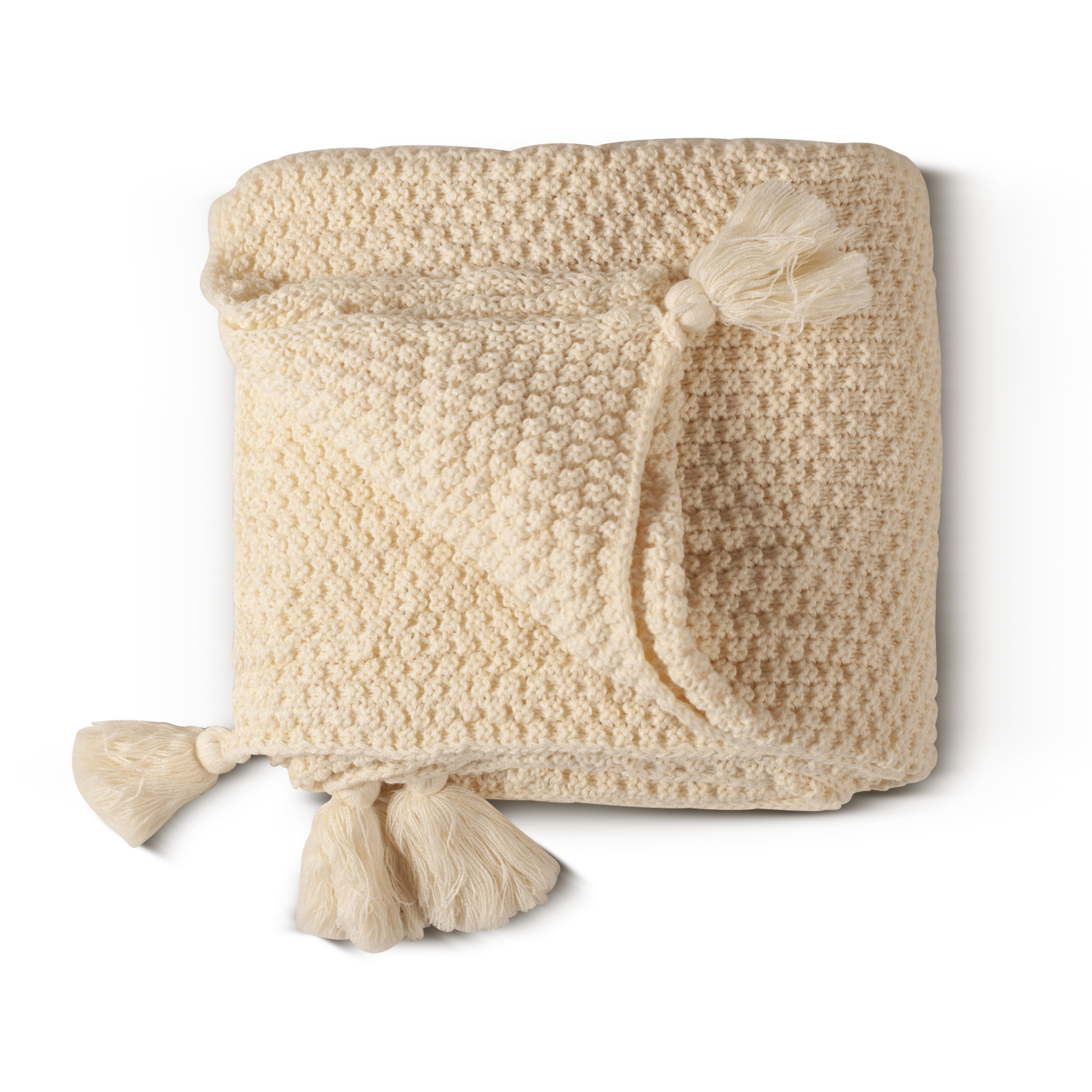The Linen Company Bedding 51X67 Off-White Cozy Knit Throw