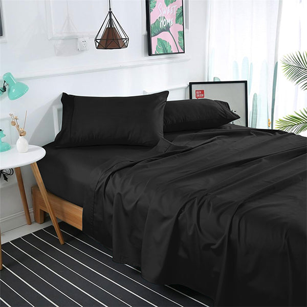 The Linen Company Bedding Black Solid Bed Sheet Set