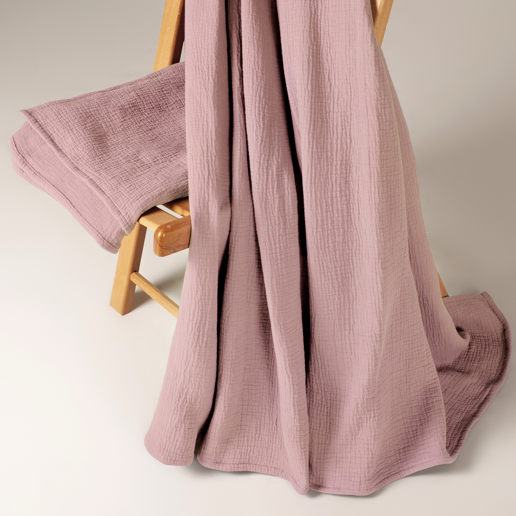 The Linen Company Bedding Dusty Rose Cotton Muslin Blanket