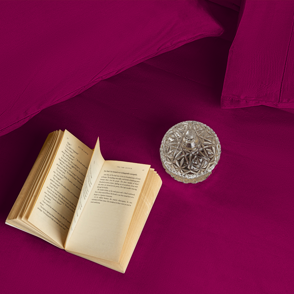 The Linen Company Bedding Flat Sheet Set / Queen Magenta Pink Solid Bed Sheet Set