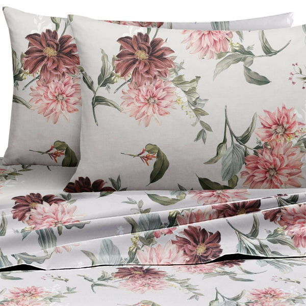The Linen Company Bedding Flat Sheet Set / Single Cameo Flora Bed Sheet Set