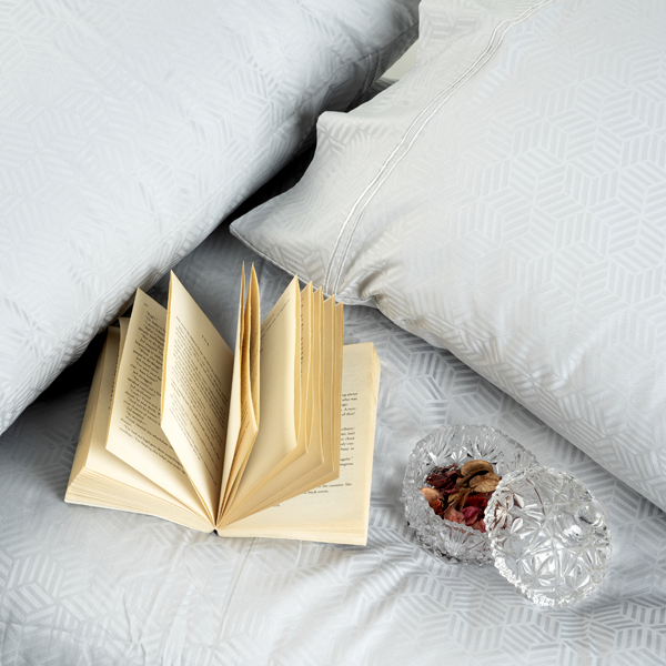 The Linen Company Bedding Grey Jacquard T400 Bed Sheet Set