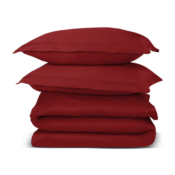 The Linen Company Bedding Maroon Solid Duvet Cover Set