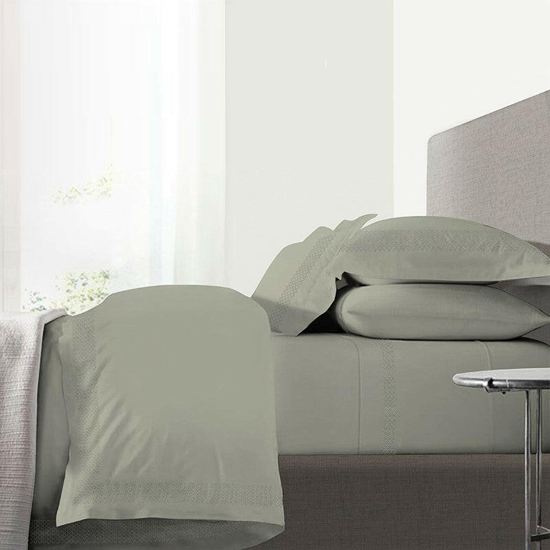 The Linen Company Bedding Queen Charcoal 750 Supima Wood Work Duvet Cover Set Charcoal 750 Supima Wood Work Duvet Cover Set