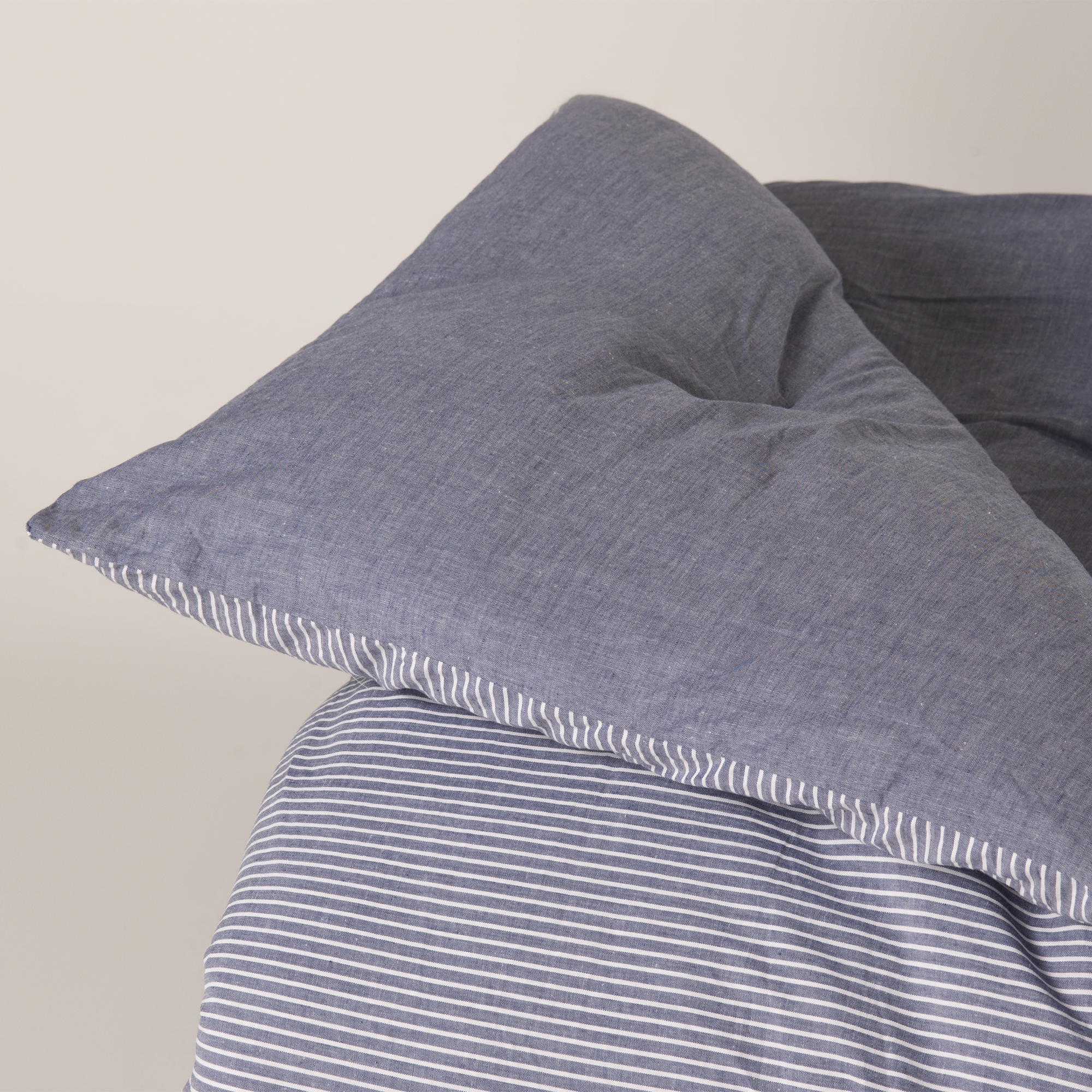 The Linen Company Bedding Standard Blue Steel Striped Comforter