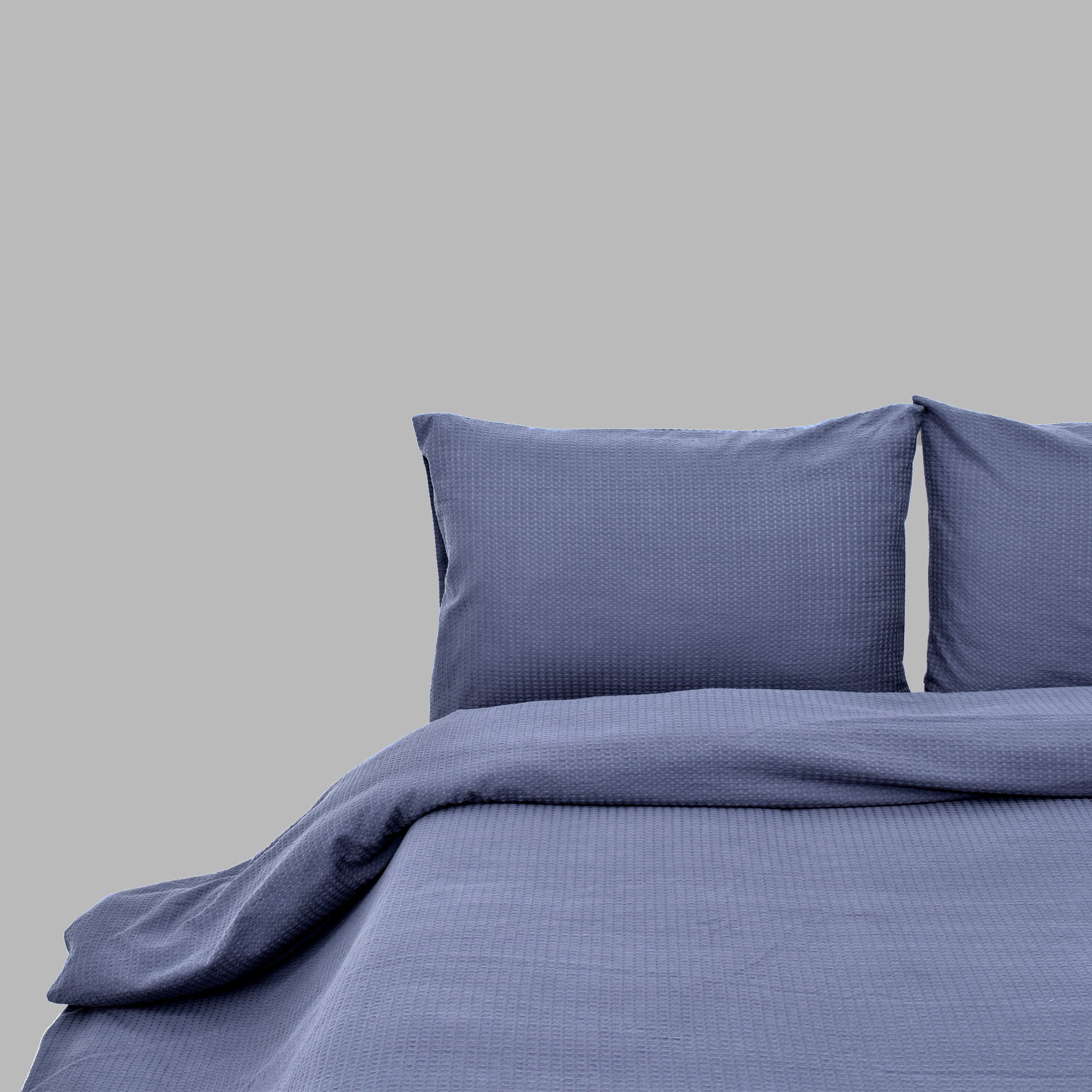 Slate Grey Waffle Duvet Cover Set-Luxe Edition