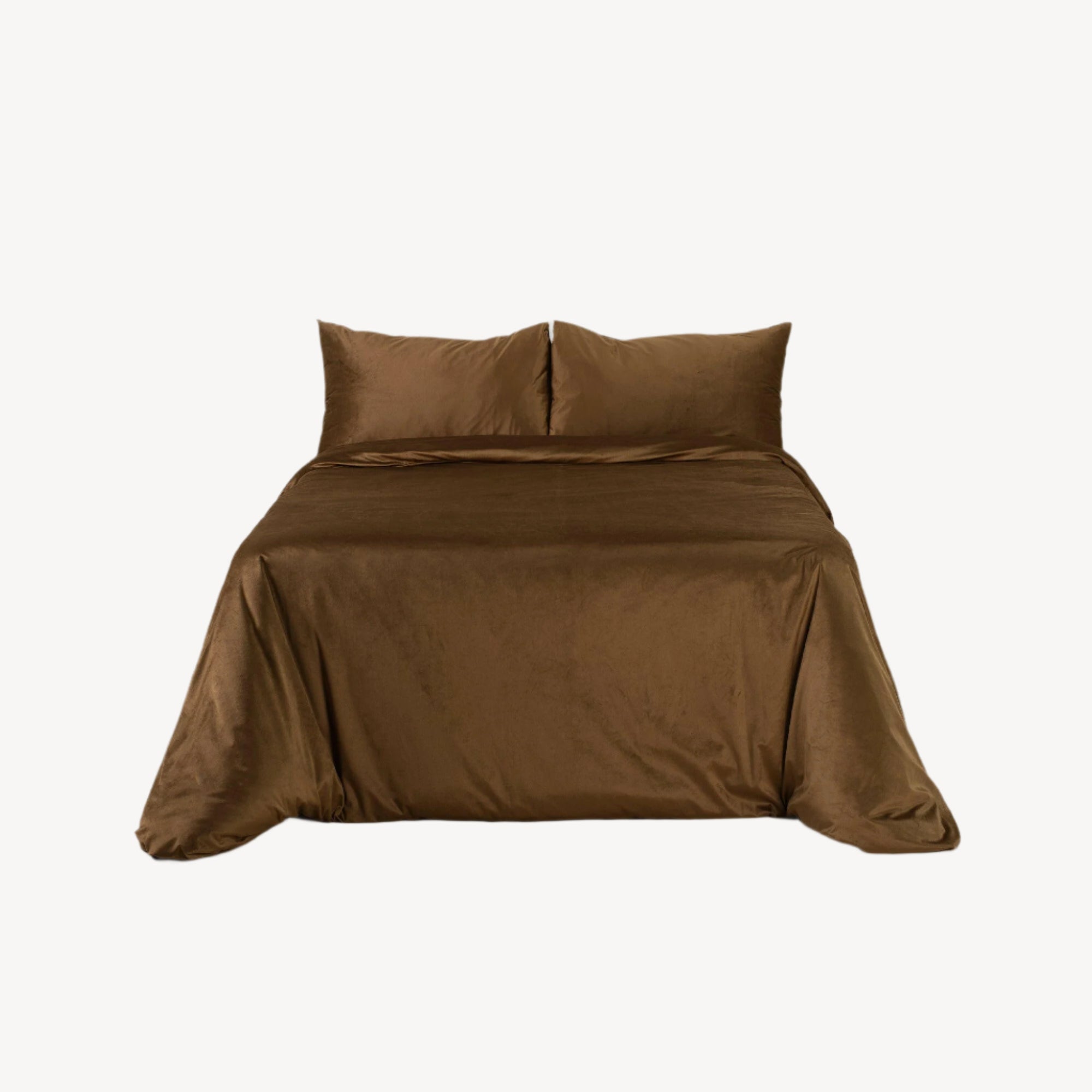 Walnut Brown Velvet Duvet Cover Set - THE LINEN COMPANY