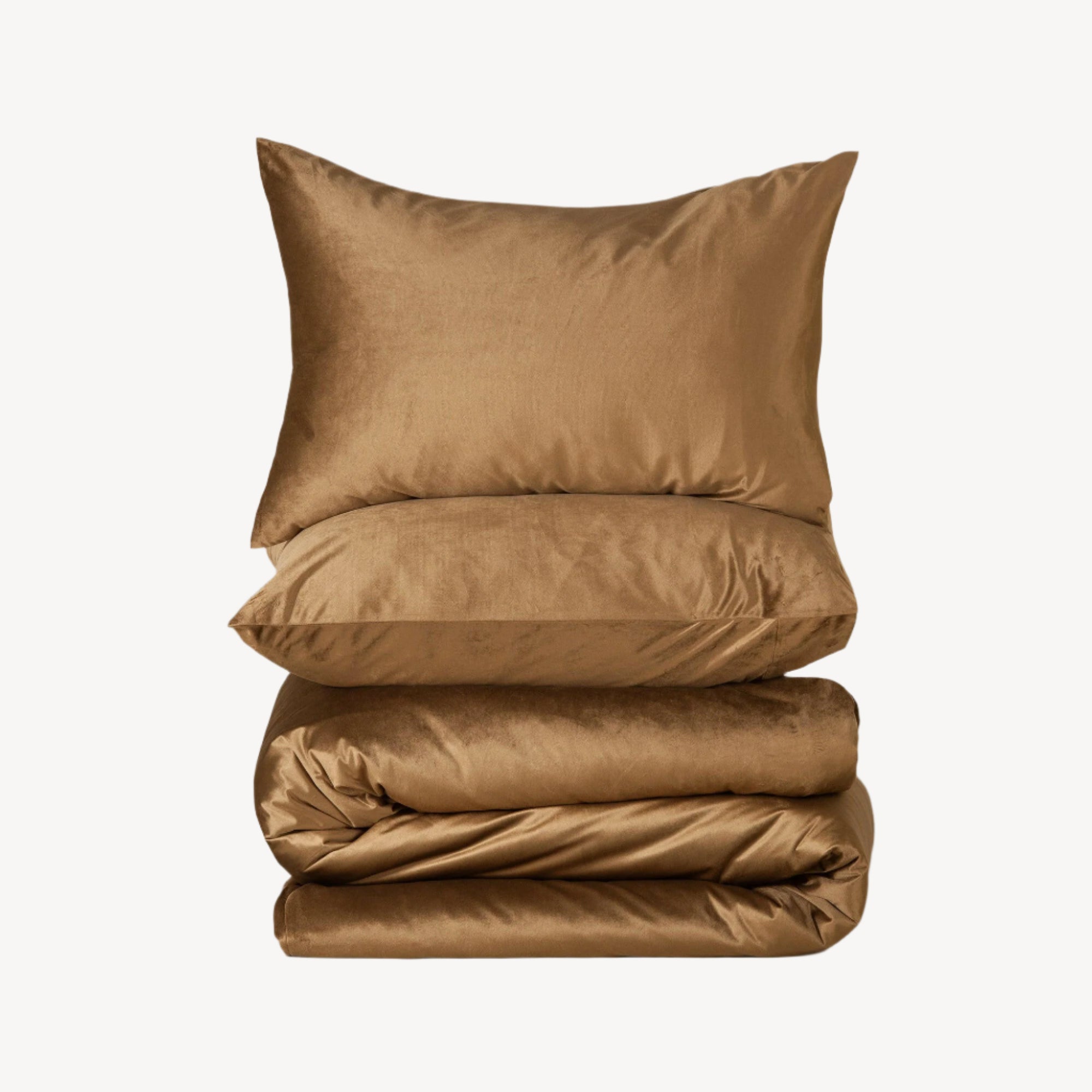 Walnut Brown Velvet Duvet Cover Set - THE LINEN COMPANY