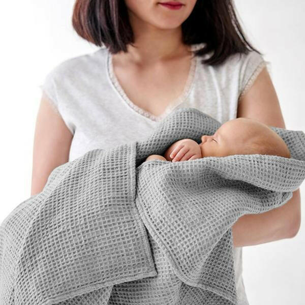 Grey Baby Waffle Blanket
