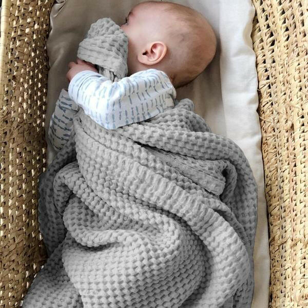 Grey Baby Waffle Blanket