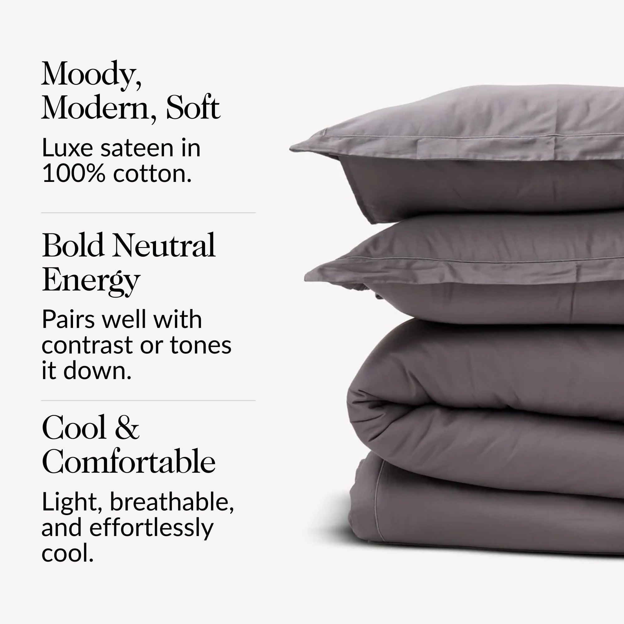 Charcoal Solid Duvet Cover Set