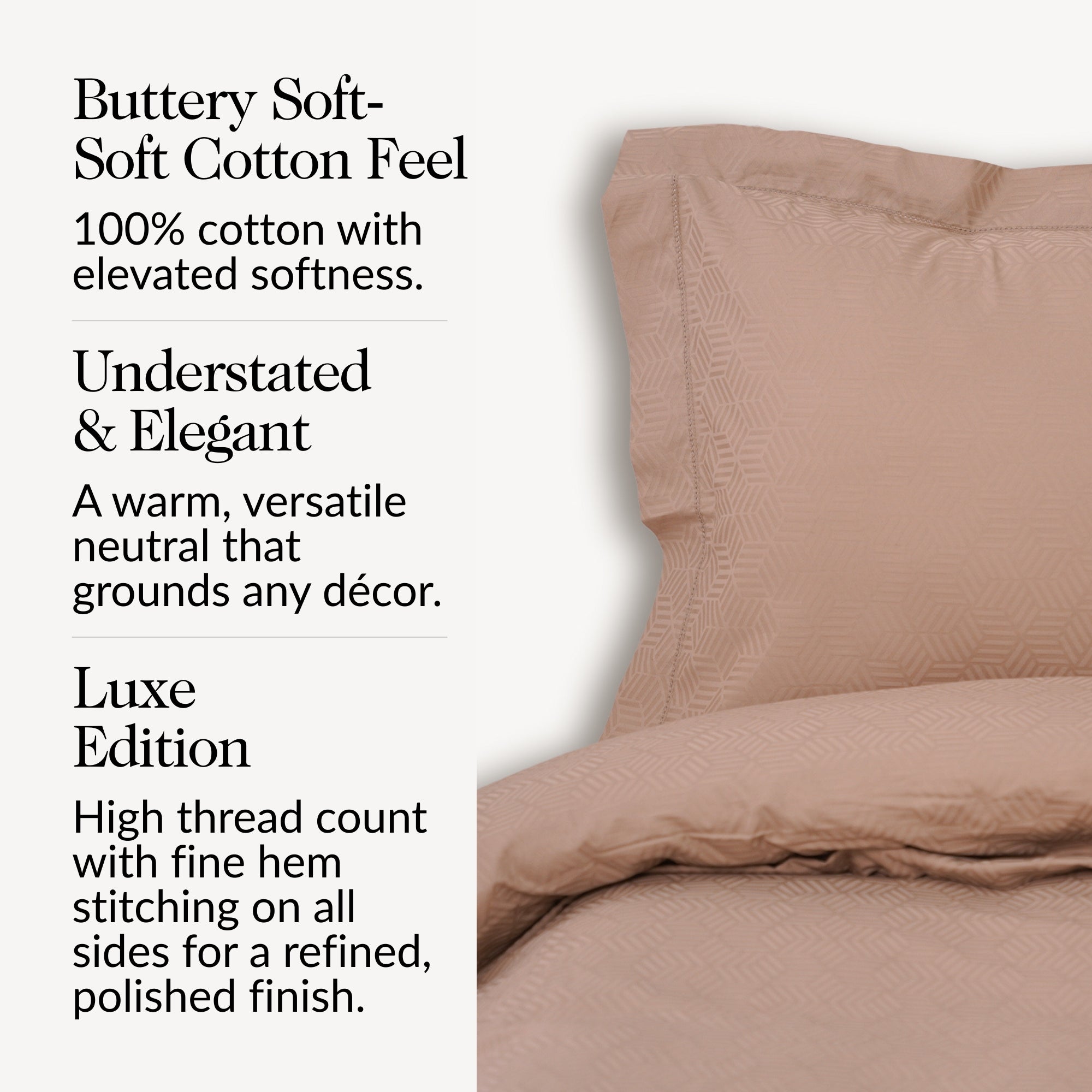 Taupe Jacquard Duvet Cover Set-Luxe Edition