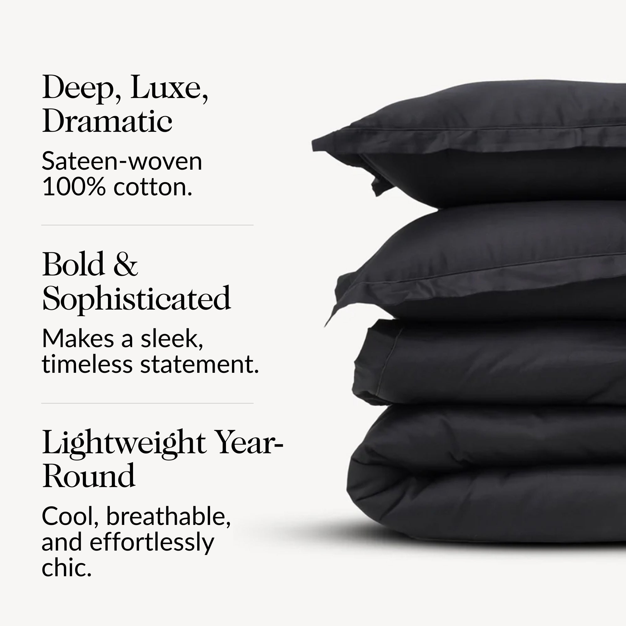 Black Solid Duvet Cover Set