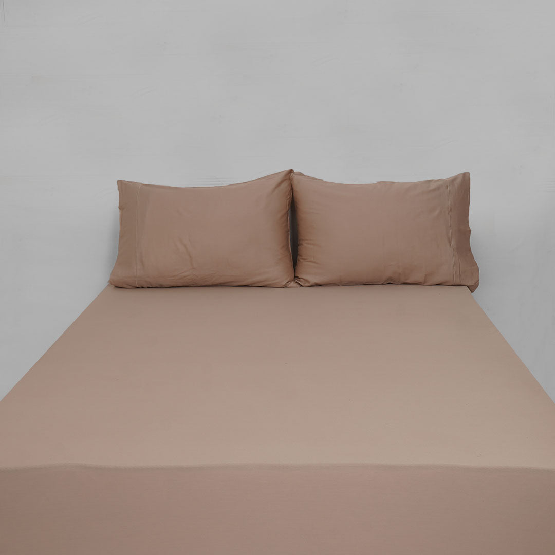 Taupe Solid Bed Sheet Set