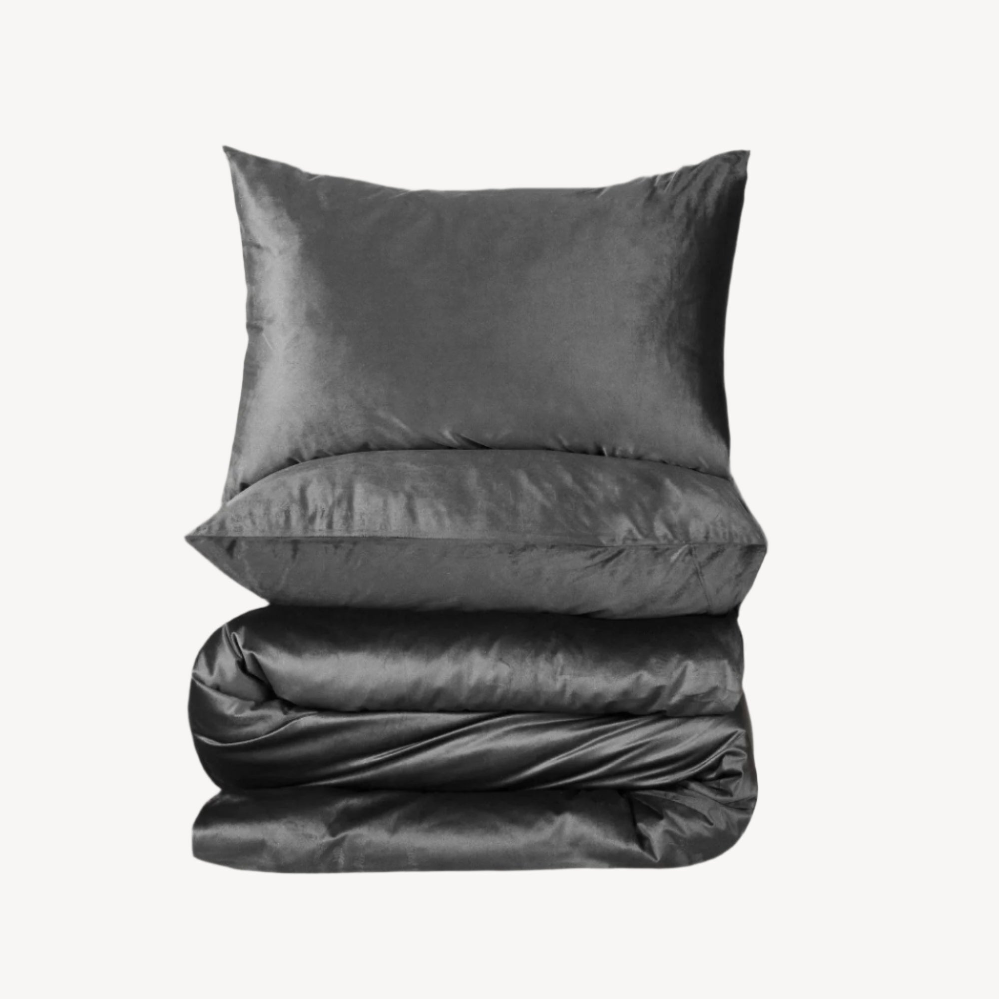 Mystic Grey Velvet Duvet Cover Set - THE LINEN COMPANY