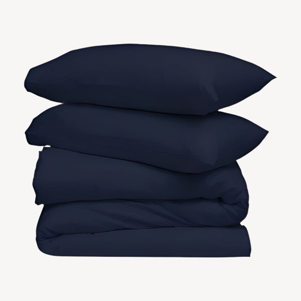 Night Sky Solid Duvet Cover Set - THE LINEN COMPANY