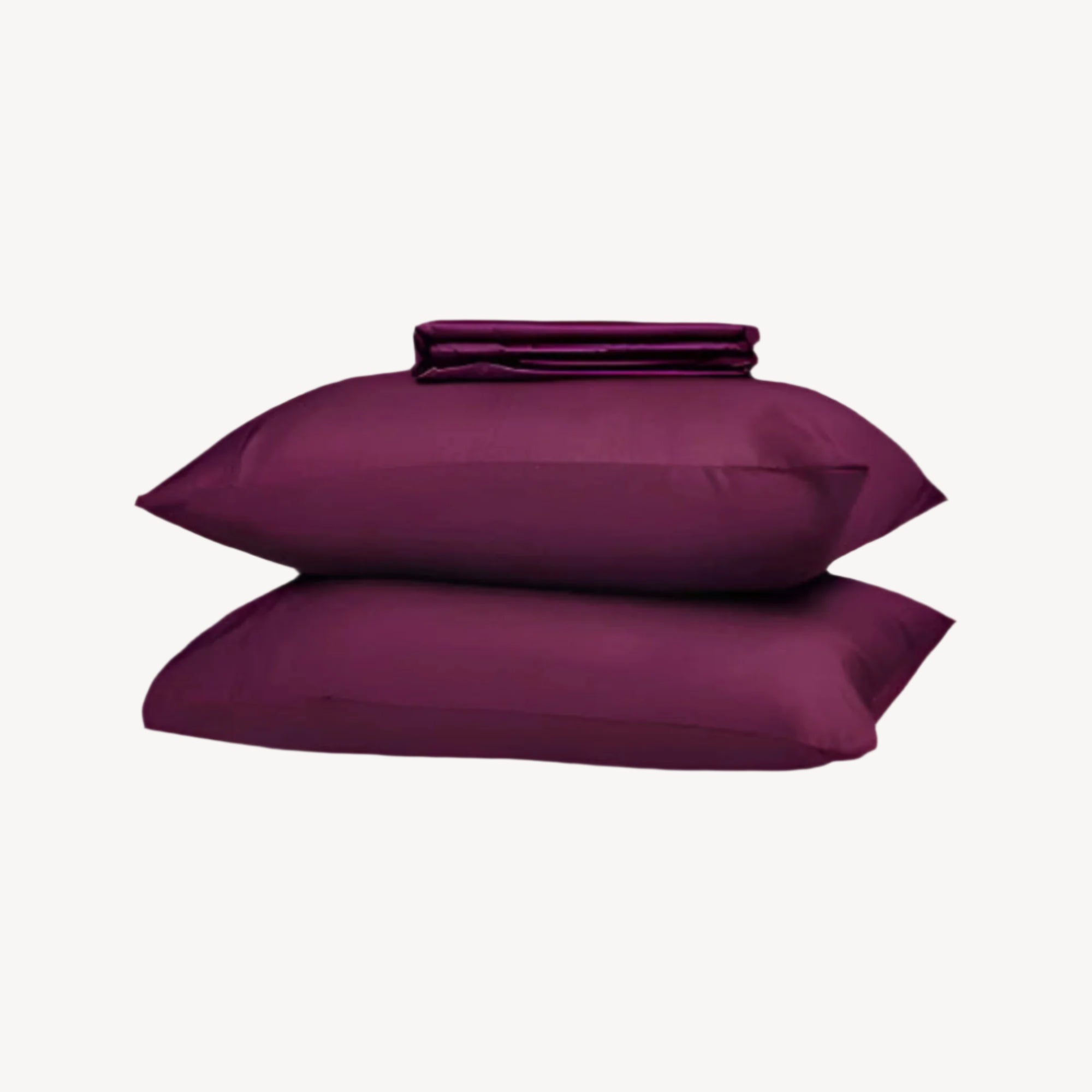 Plum Solid Bed Sheet Set - THE LINEN COMPANY
