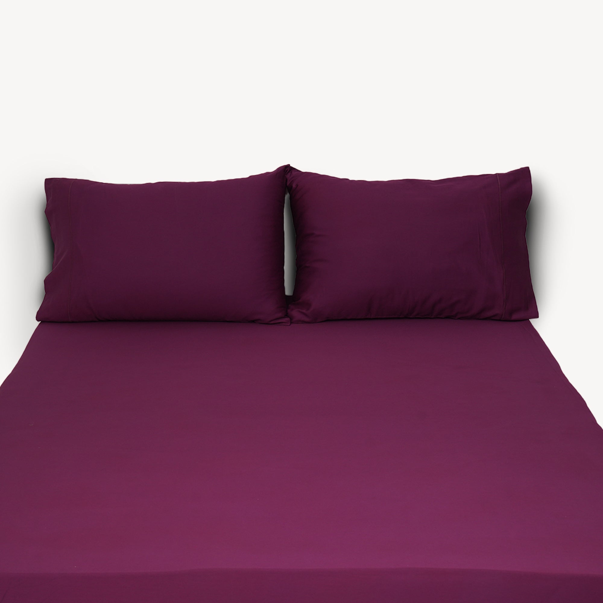 Plum Solid Bed Sheet Set