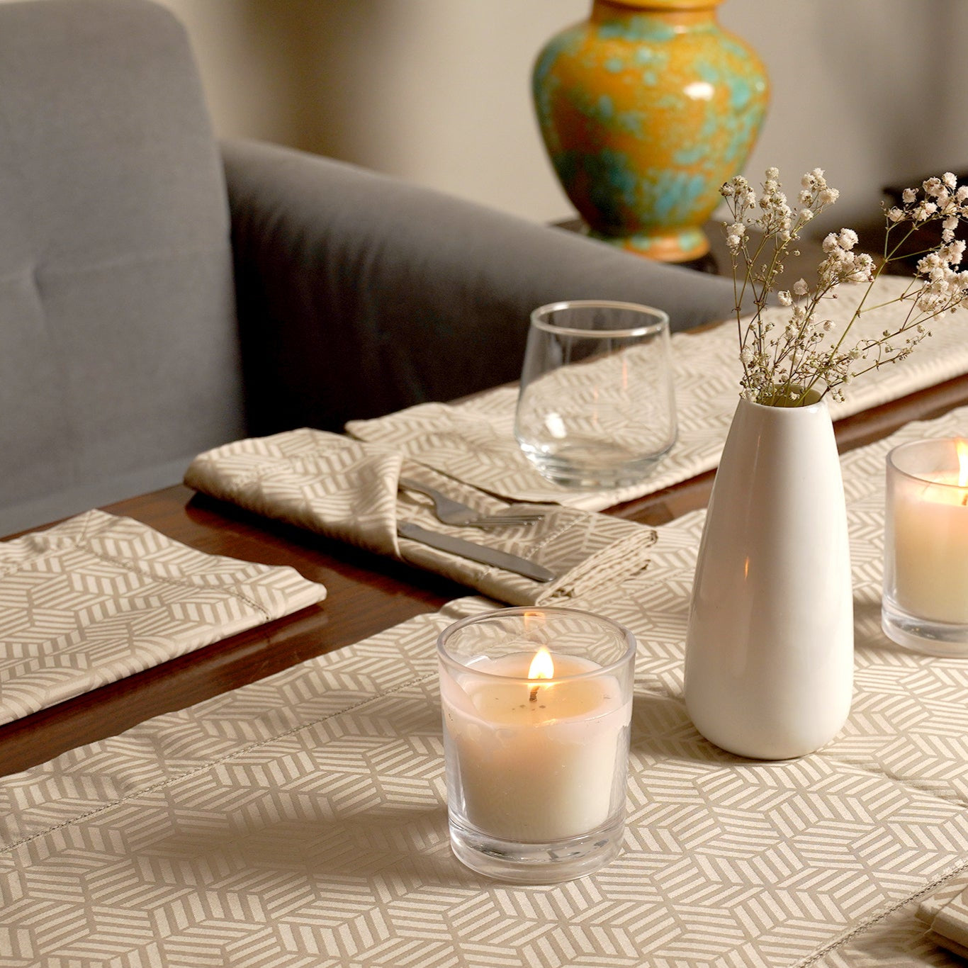 Taupe Jacquard Placemat Luxe-Edition