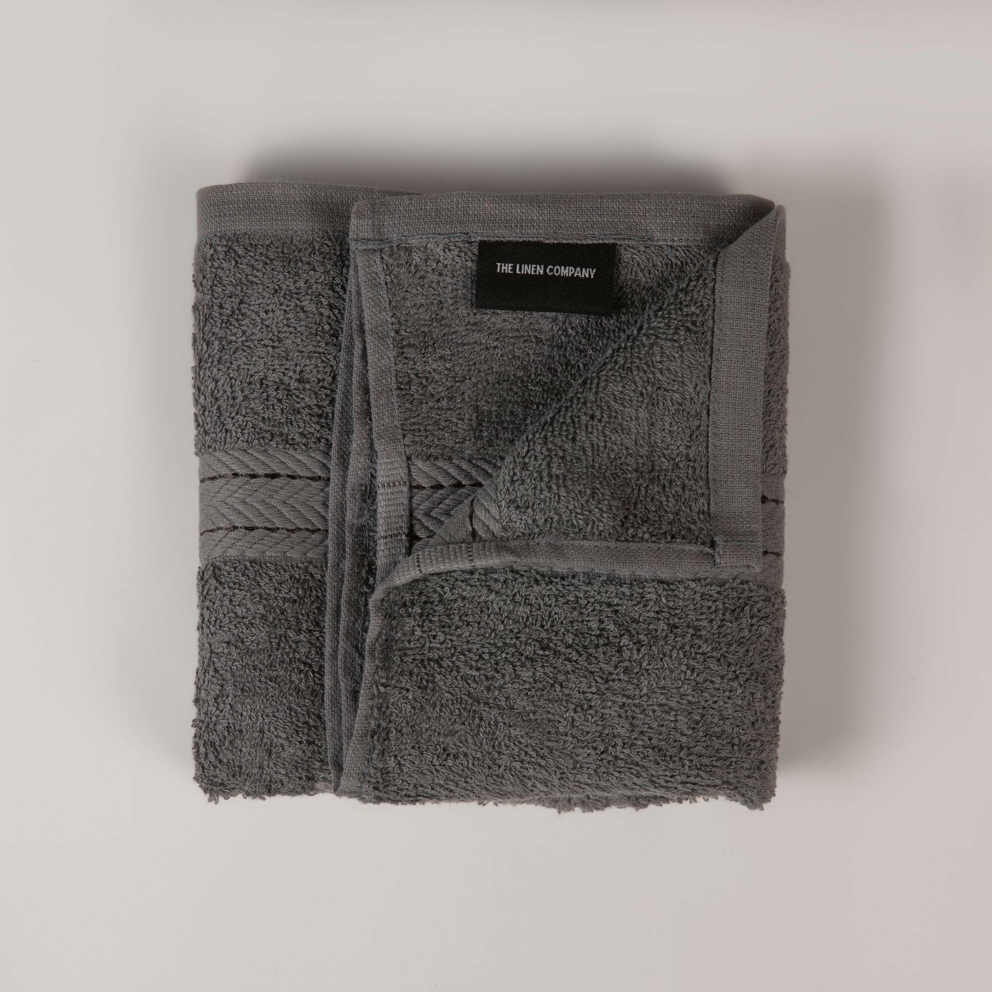 The Linen Company Accessories Hand Charcoal Zigzag Hand Towel
