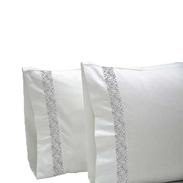 The Linen Company Bedding 30x20 White 1000 Supima Swirls Pillowcases