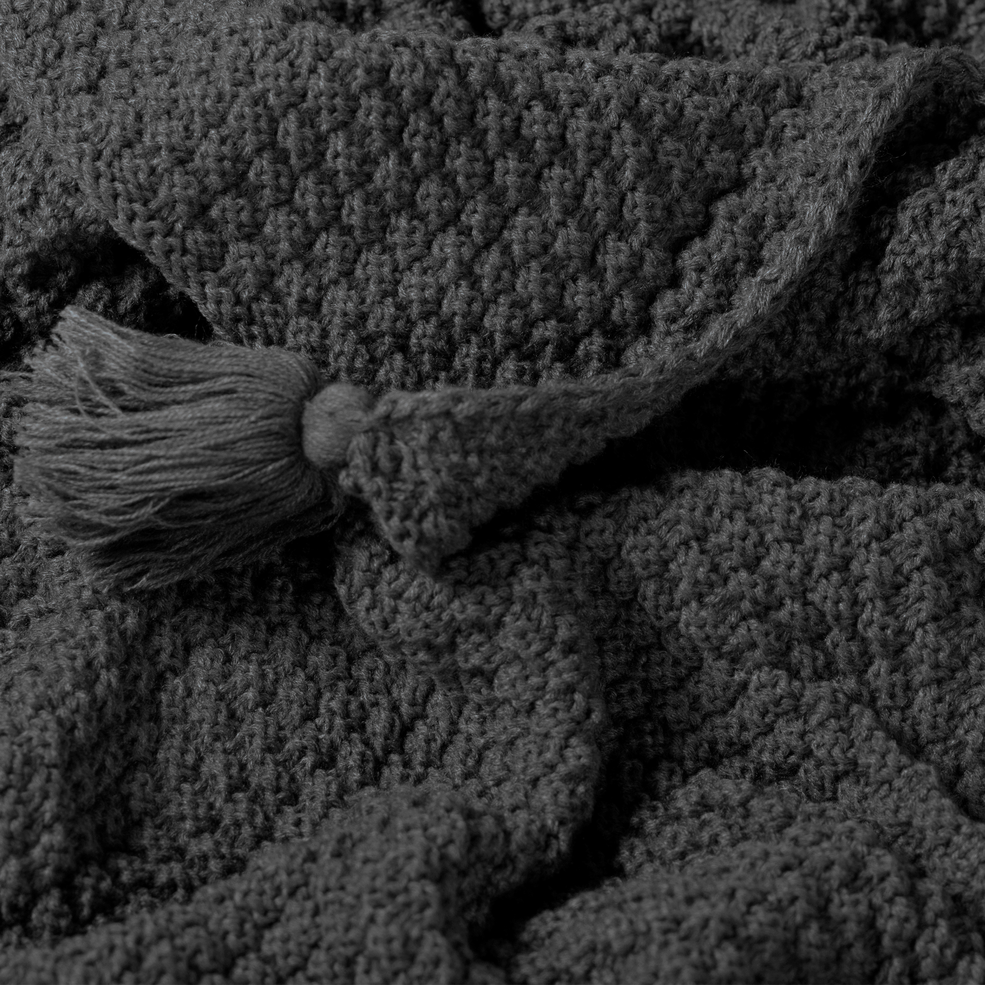 The Linen Company Bedding 51X67 Grey Cozy Knit Throw