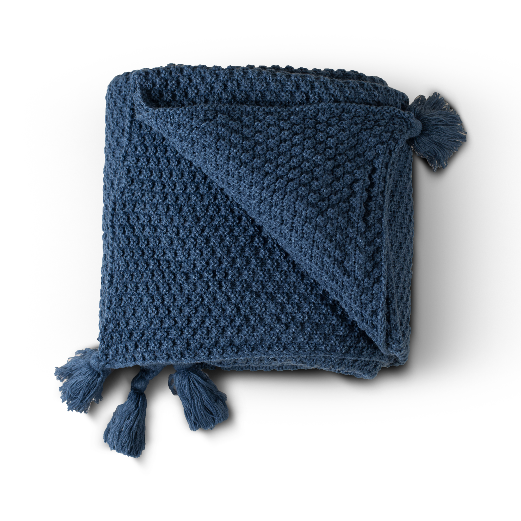 The Linen Company Bedding 51X67 Navy Cozy Knit Throw