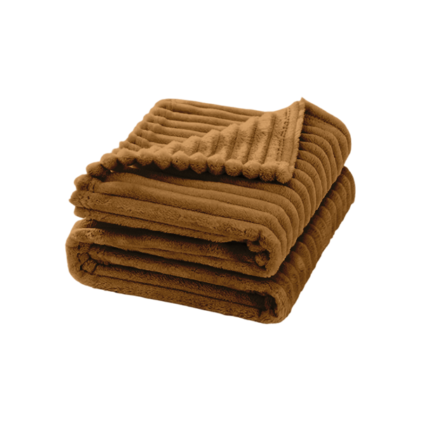 The Linen Company Bedding Camel Microfiber Plush Striped Blanket