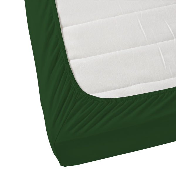 The Linen Company Bedding Fitted Sheet Set / Queen Bottle Green Solid Bed Sheet Set