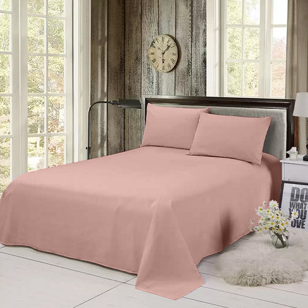 The Linen Company Bedding Flat Sheet Set / Single Blossom Pink Solid Bed Sheet Set