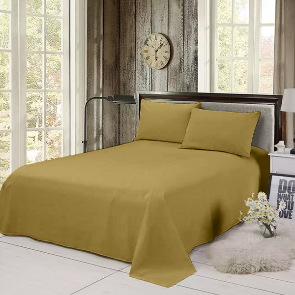 The Linen Company Bedding Flat Sheet Set / Single Golden Solid Bed Sheet Set Golden Solid Bed Sheet Set | Bedding | The Linen Company