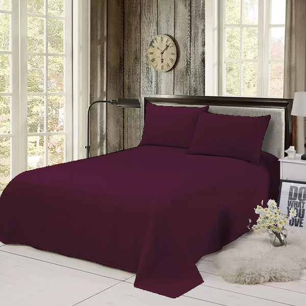 The Linen Company Bedding Flat Sheet Set / Single Plum Solid Bed Sheet Set