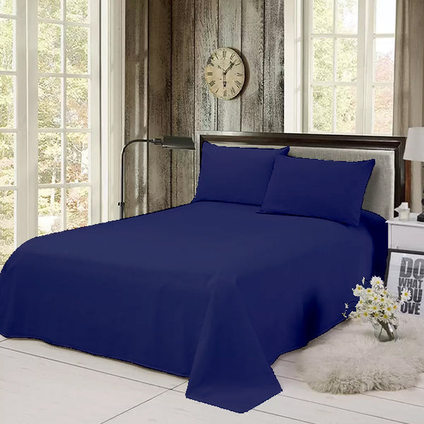 The Linen Company Bedding Flat Sheet Set / Single Royal Blue Solid Bed Sheet Set