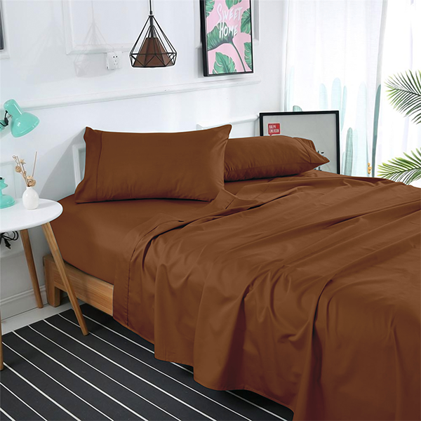 The Linen Company Bedding Flat Sheet Set / Twin Brown Solid Bed Sheet Set