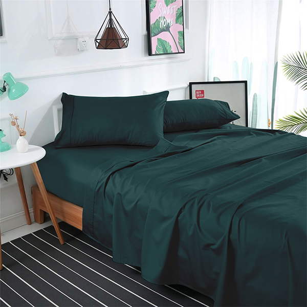 The Linen Company Bedding Flat Sheet Set / Twin Dark Sea Solid Bed Sheet Set