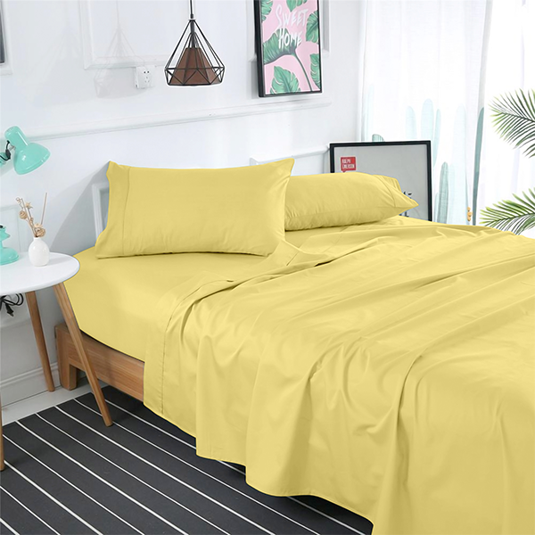 The Linen Company Bedding Flat Sheet Set / Twin Pale Banana Solid Bed Sheet Set