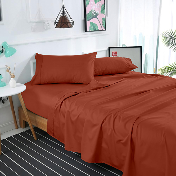 The Linen Company Bedding Flat Sheet Set / Twin Potters Clay Solid Bed Sheet Set Potters Clay Solid Bed Sheet Set | Bedding | The Linen Company