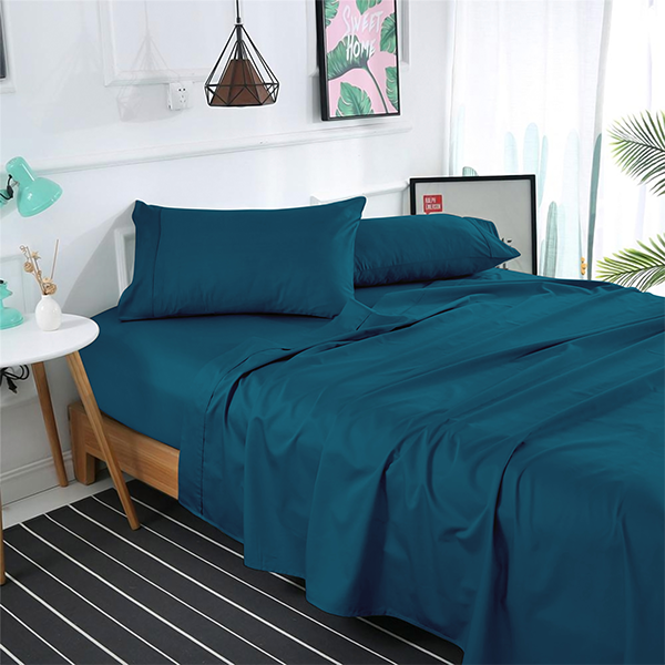 The Linen Company Bedding Flat Sheet Set / Twin Teal Solid Bed Sheet Set