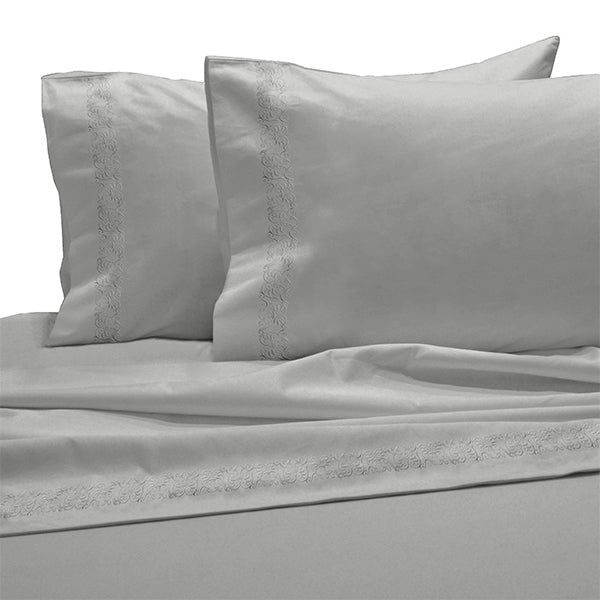 The Linen Company Bedding Queen Grey 1000 Supima Swirls Bed Sheet Set