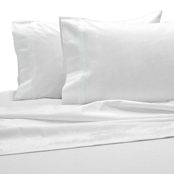 The Linen Company Bedding Queen White 750 Supima Wood Work Bed Sheet Set