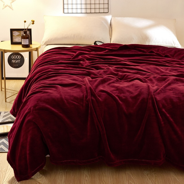 The Linen Company Bedding Single Maroon Microfiber Plush Blanket