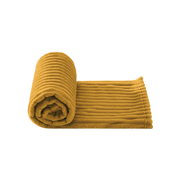 The Linen Company Bedding Single Mustard Microfiber Plush Striped Blanket